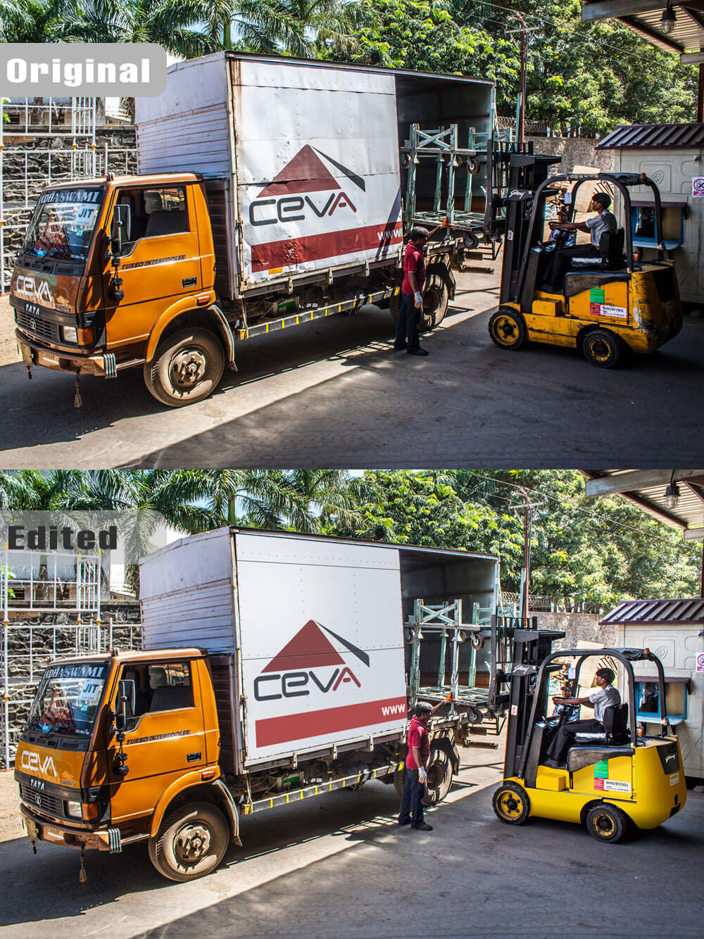 Fork lift and truck photograph Editing