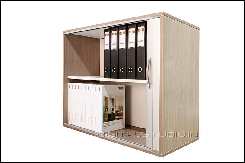 Side angle of a cabinet with files