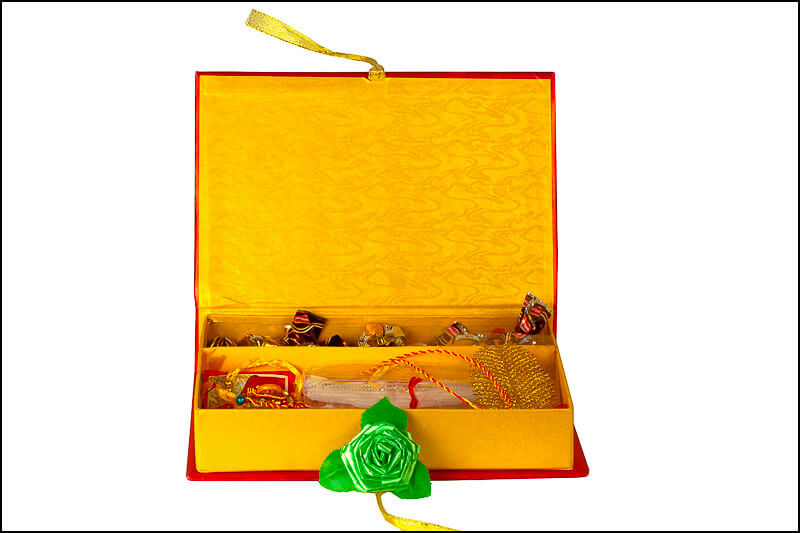 Open Rakhi gift box with other items