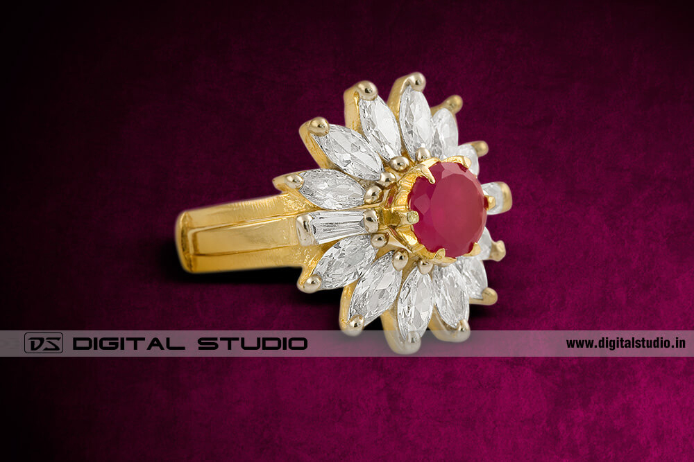 diamonds ring with ruby