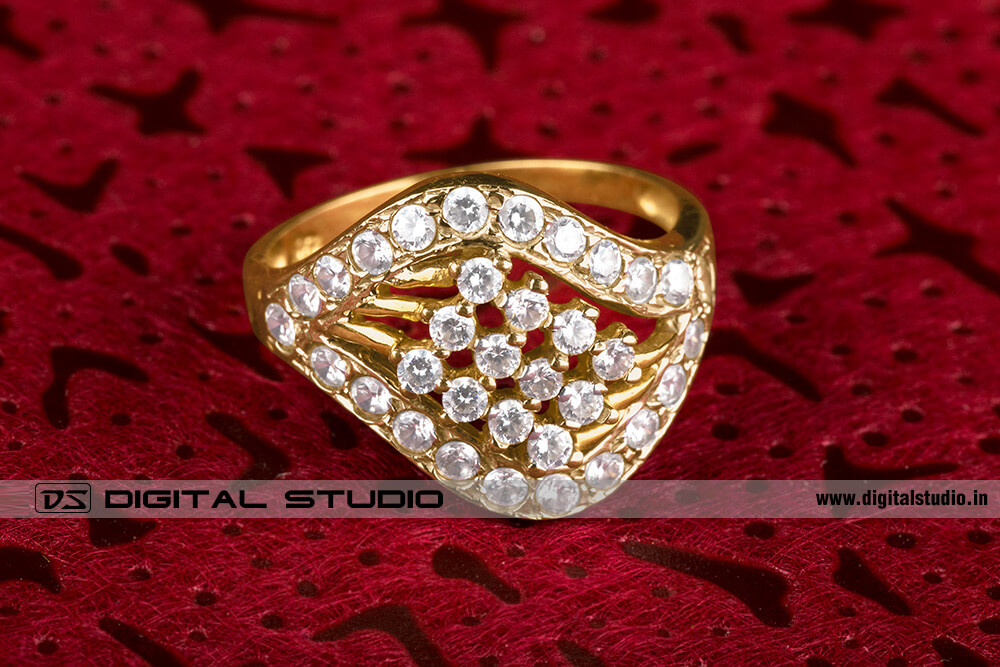 diamonds ring on red background