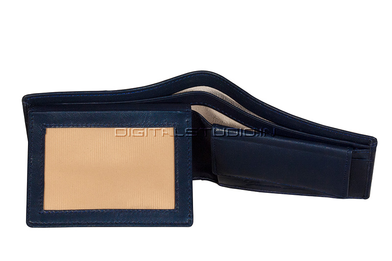 Credit card window section of a leather wallet