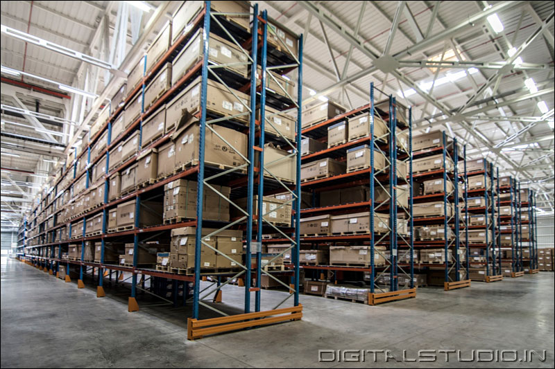 Wide angle shot of a warehouse
