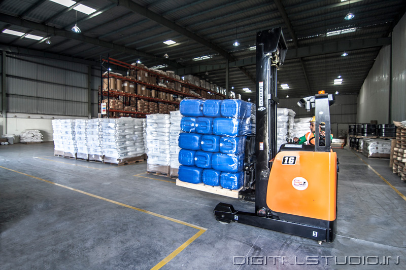 Fork lift in a ware house