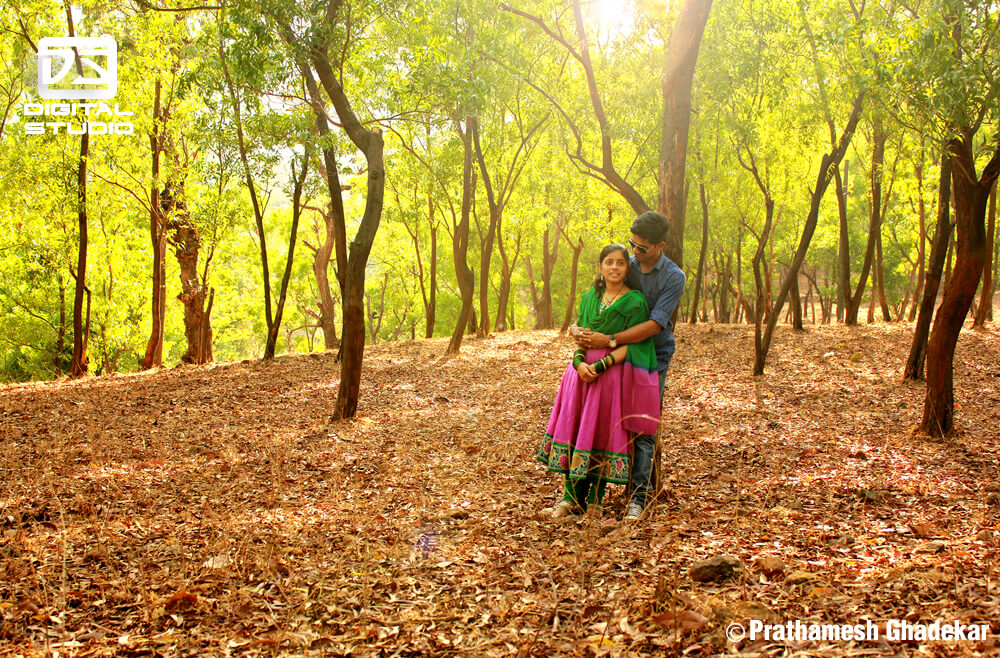 Garden shot of couple enjoying