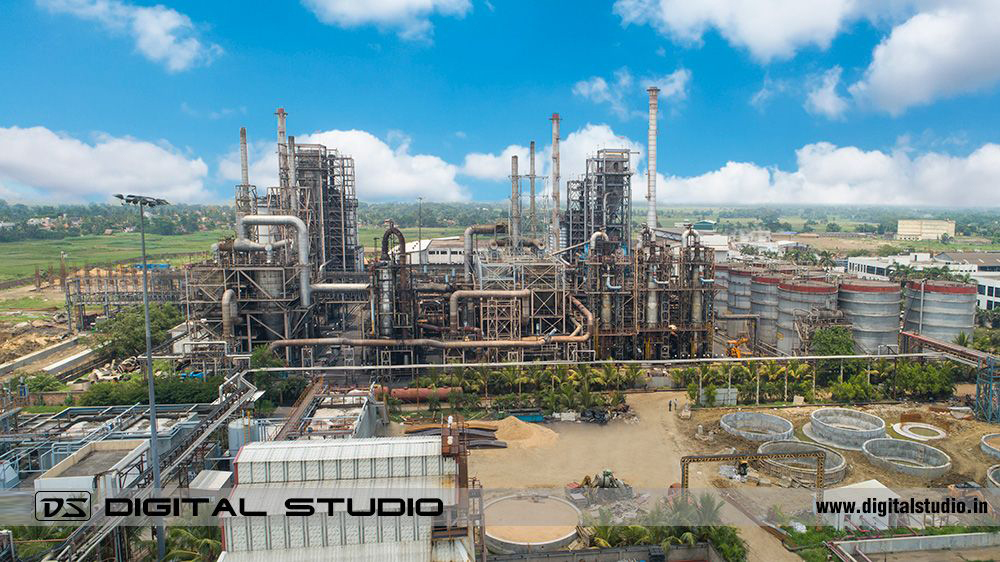 Profile shot of the chemical processing plant