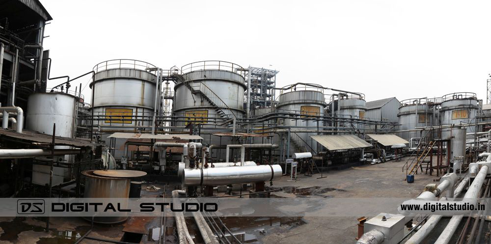 Panorama of chemicals storage tanks at Himadri - Hooghly plant