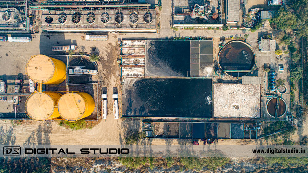 Aerial photograph with drone of a chemical processing plant