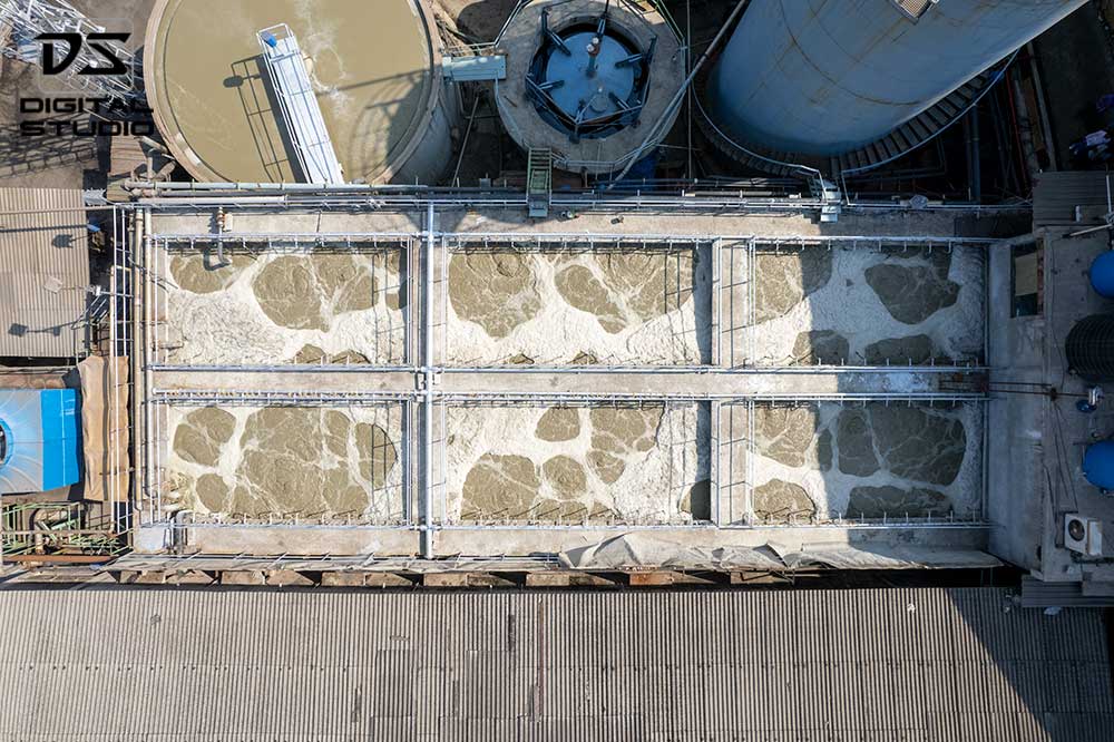 Aerial photo of water tanks