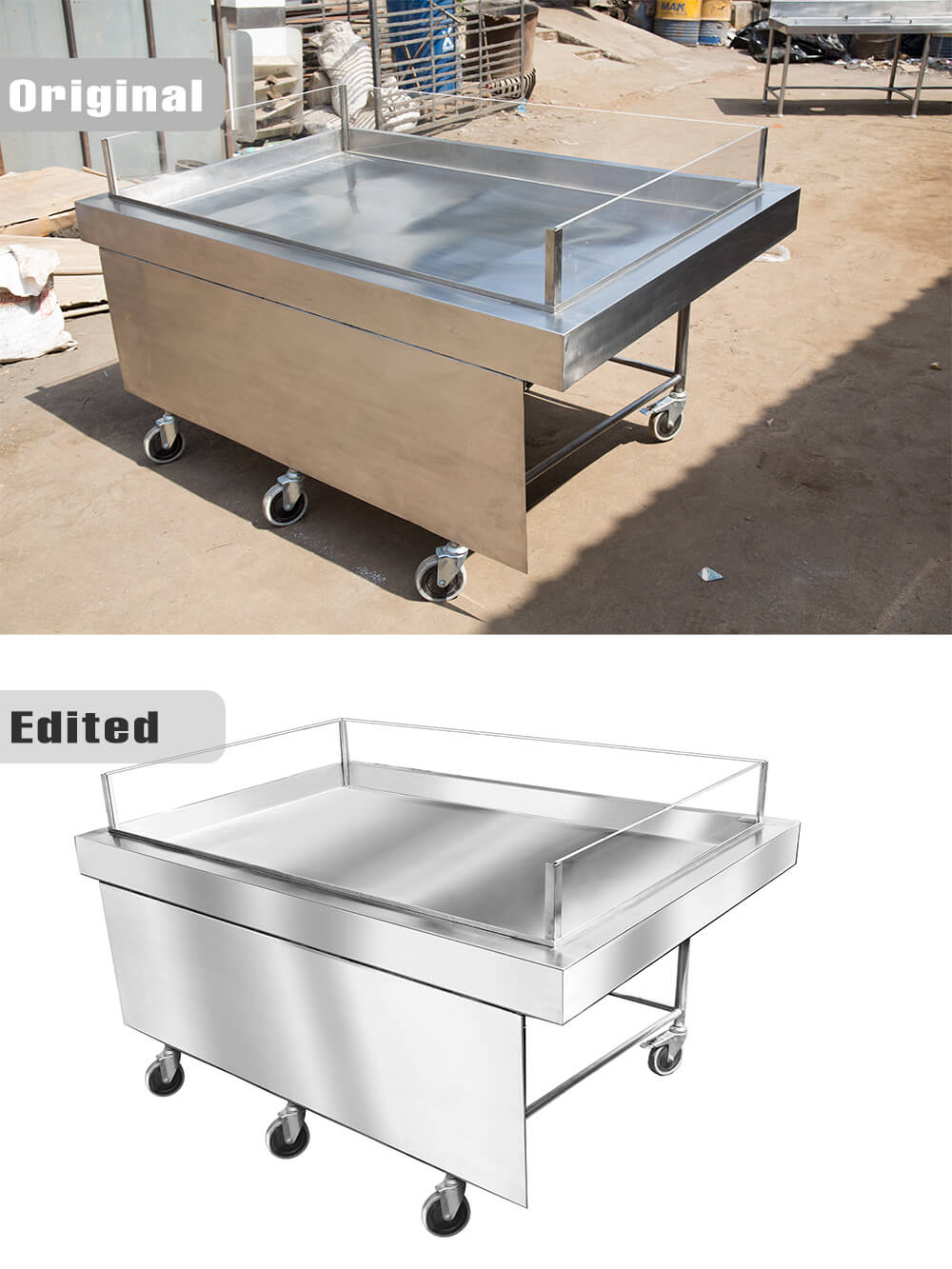 High level editing of stainless steel counter