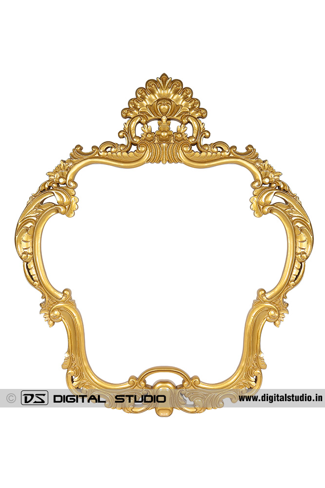 Ornate decorated golden photo frame