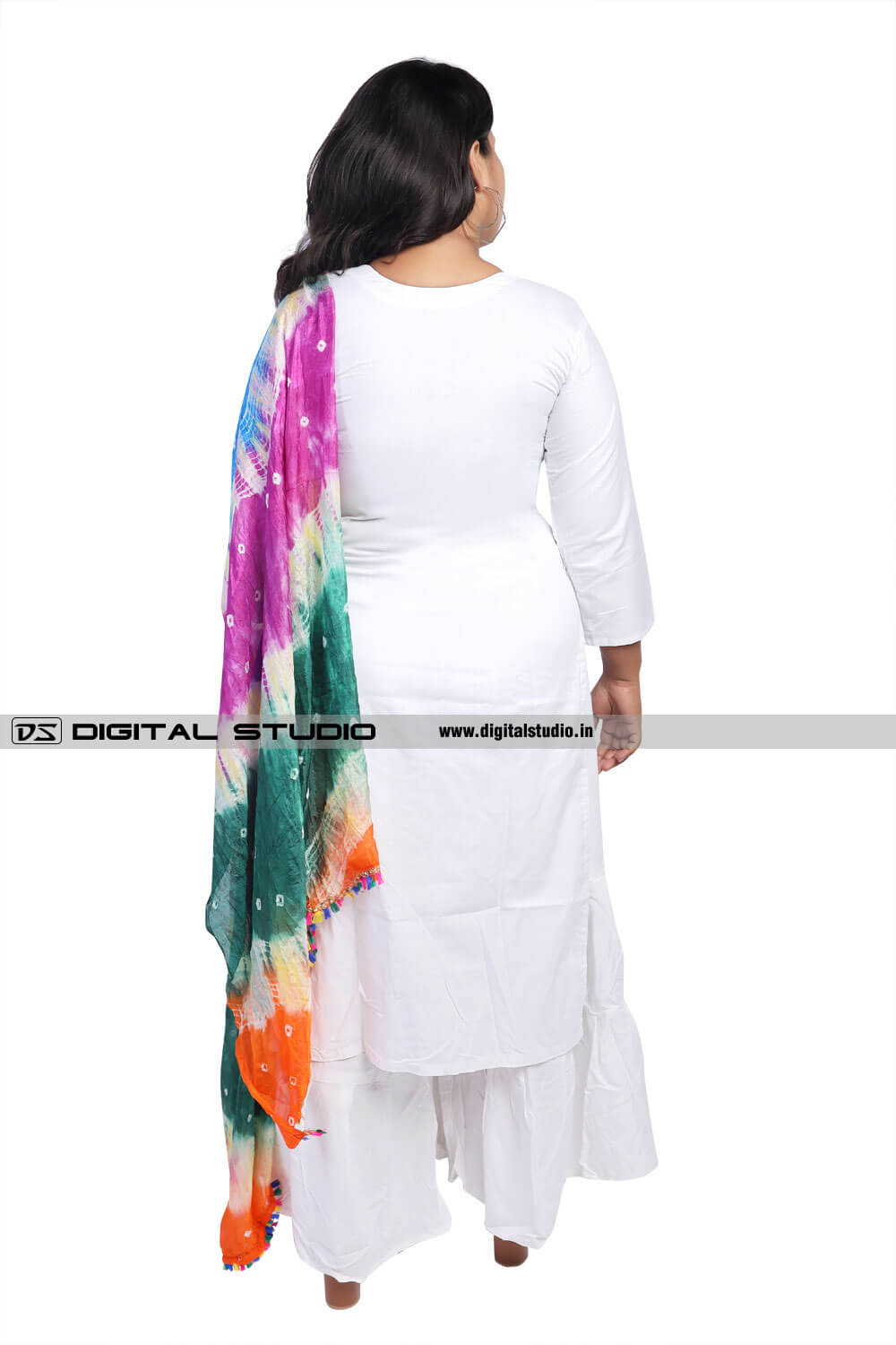 white party wear dupatta
