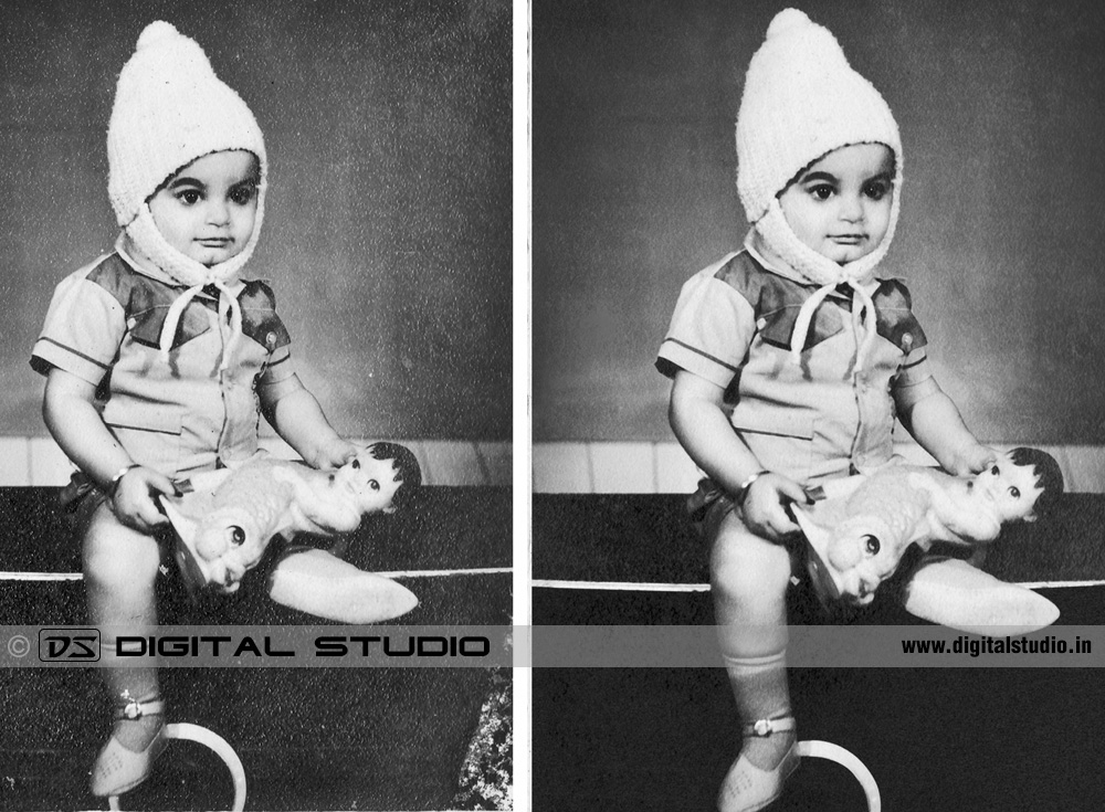 Restoration of old photograph of child