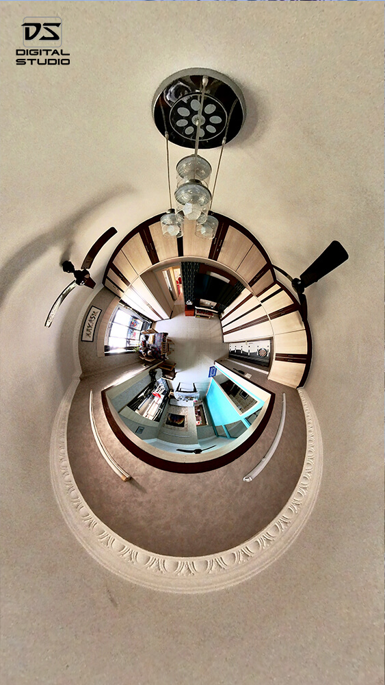 Creative 360 shot of a living room