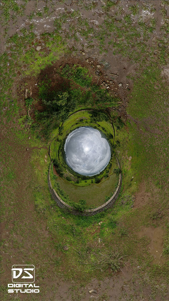 Rabbit hole style 360 photo of a land survey
