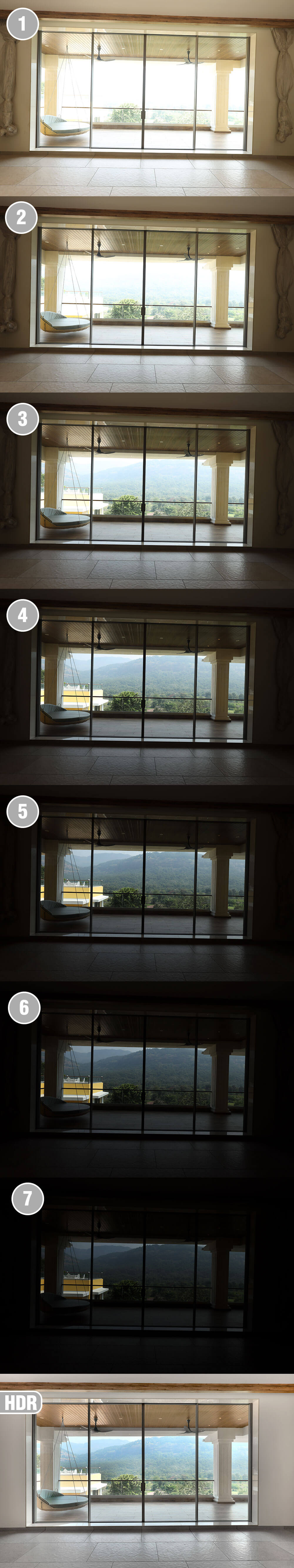 Sequence of photographs for HDR