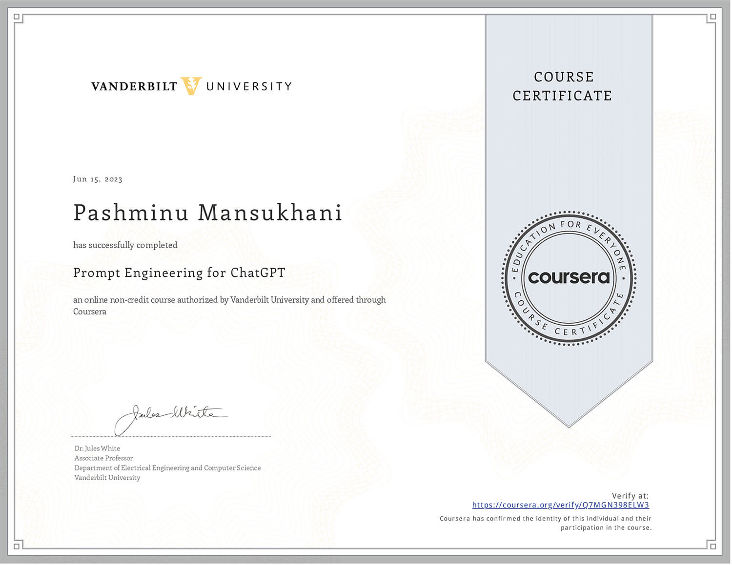 Prompt Engineering Course - ChatGPT Certificate