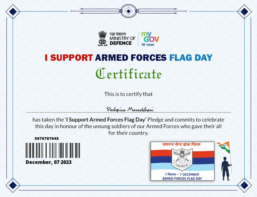 Armed Forces Flag Day Certificate
