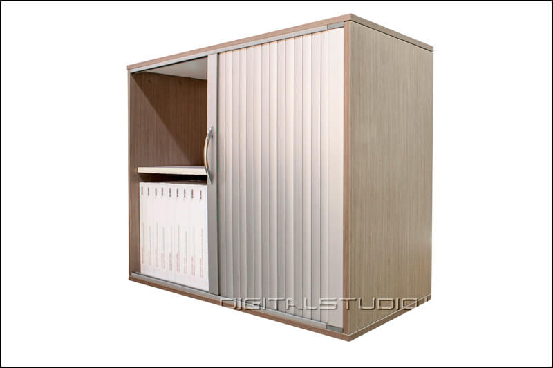 Side angle photograph of a cabinet with files