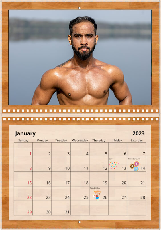 Wall calendar January 2023