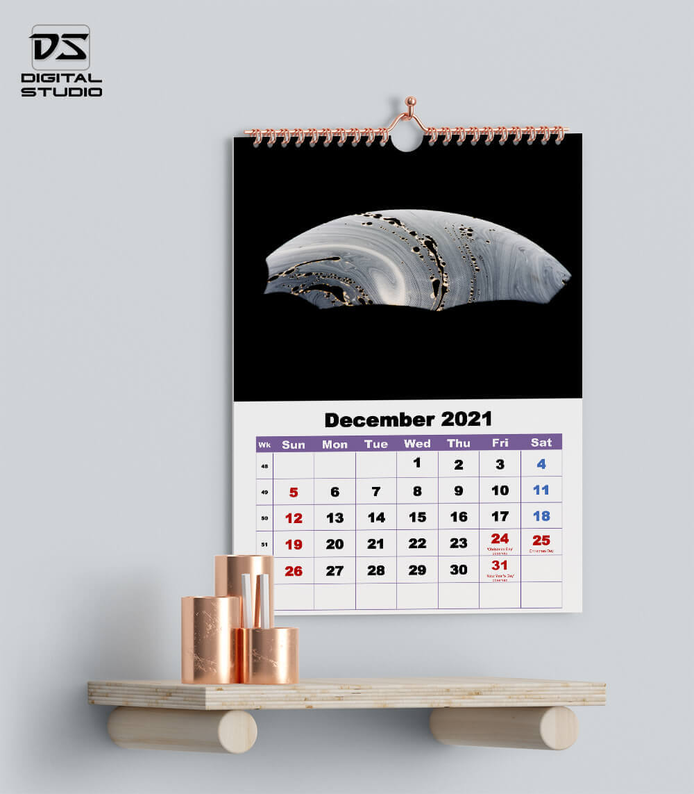 Wall calendar December 2021