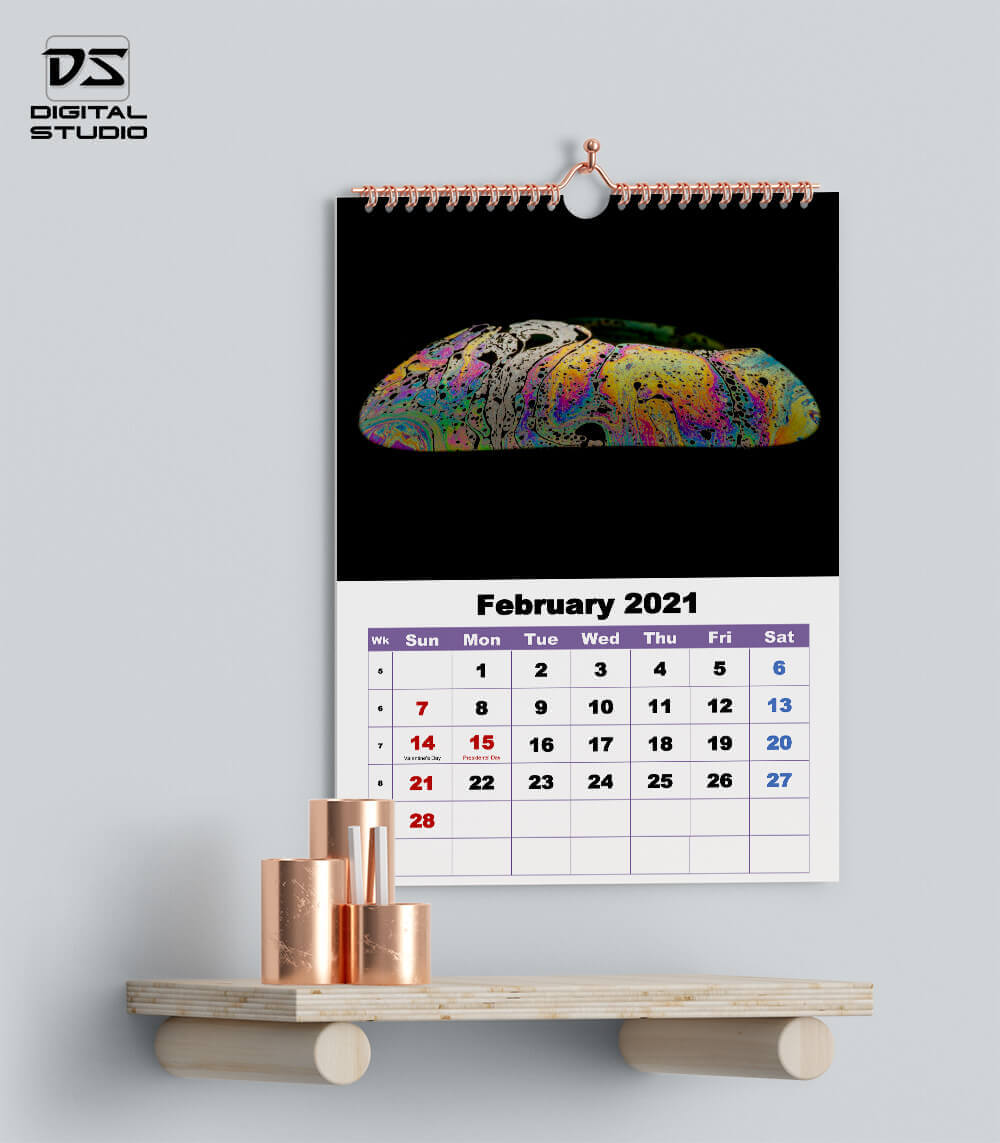 Wall calendar February 2021