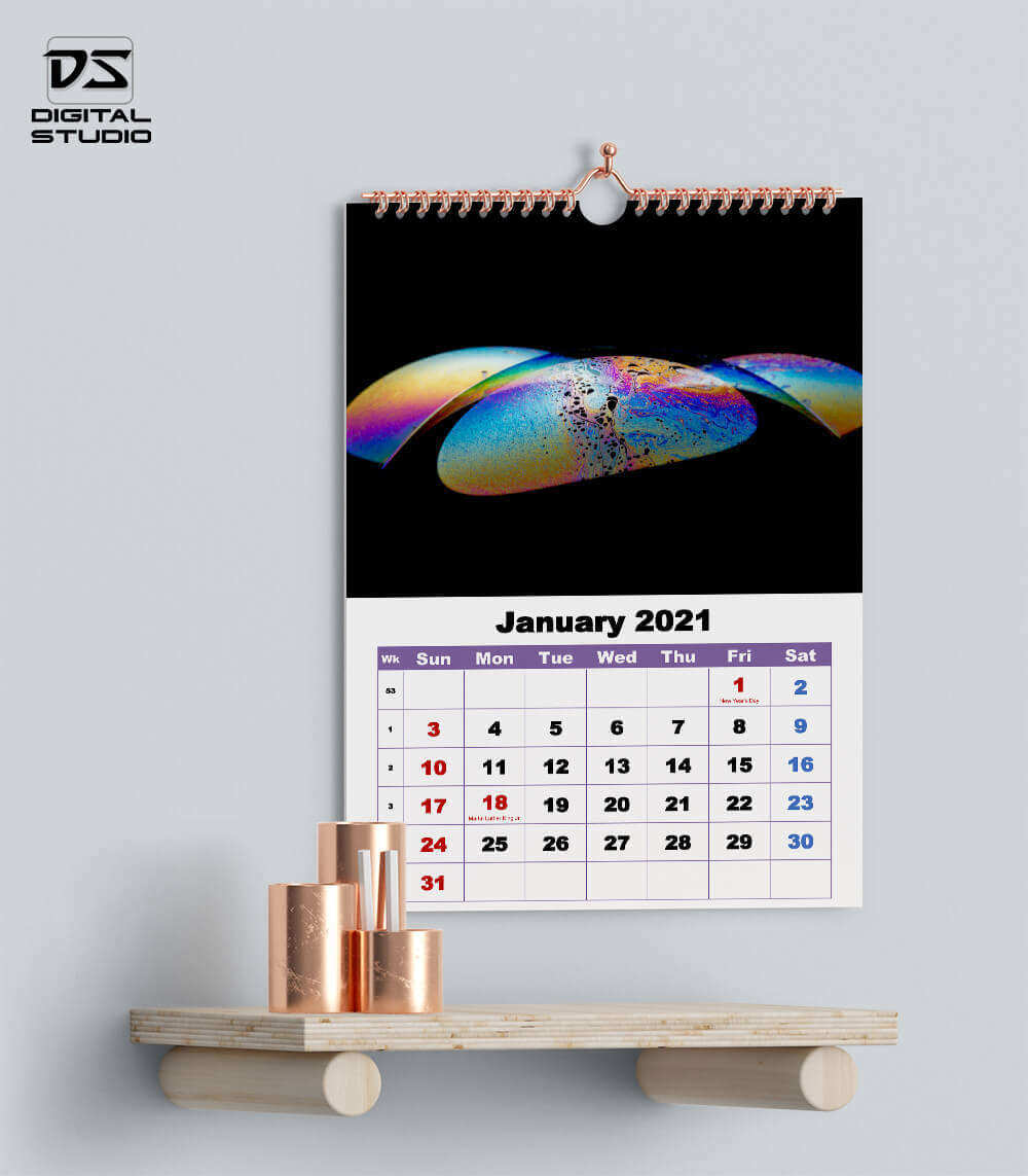 Wall calendar January 2021