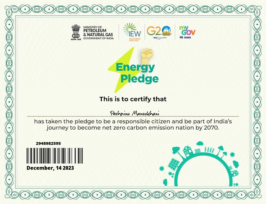 Energy Conservation Pledge