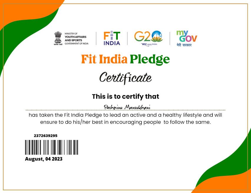 Fit India certificate