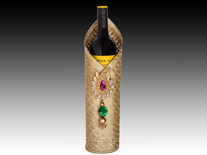 Decorated wine bottle holder