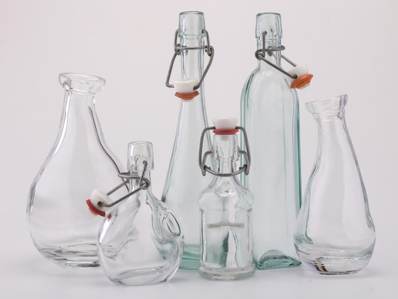 Creative photograph of varied glass bottles 