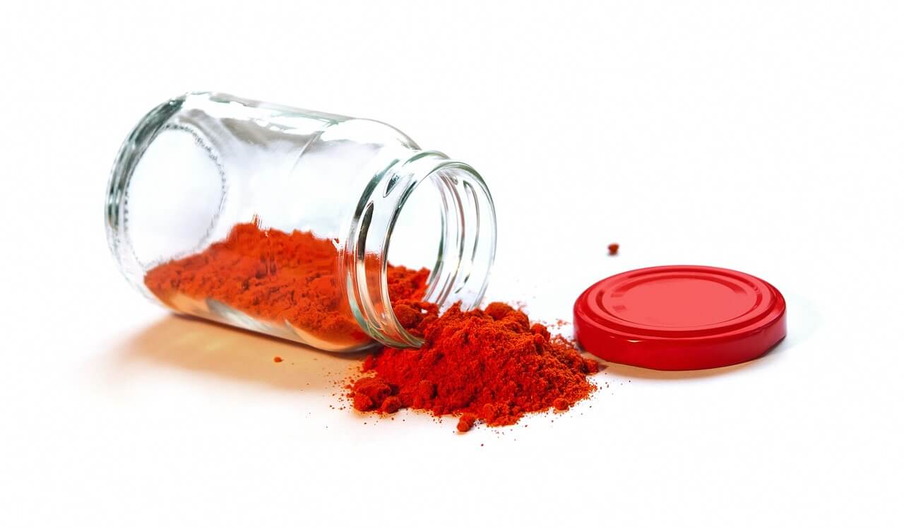 Chilli powder spilled from a bottle