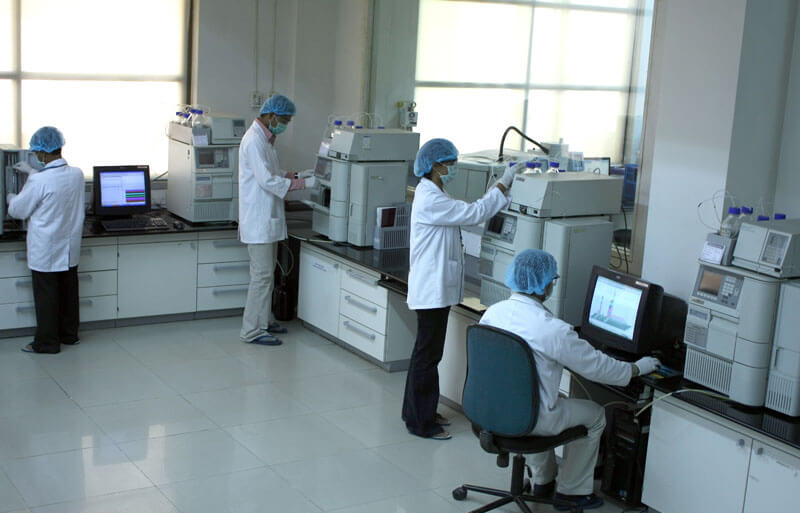 Lab technicians working in a Pharma  plant
