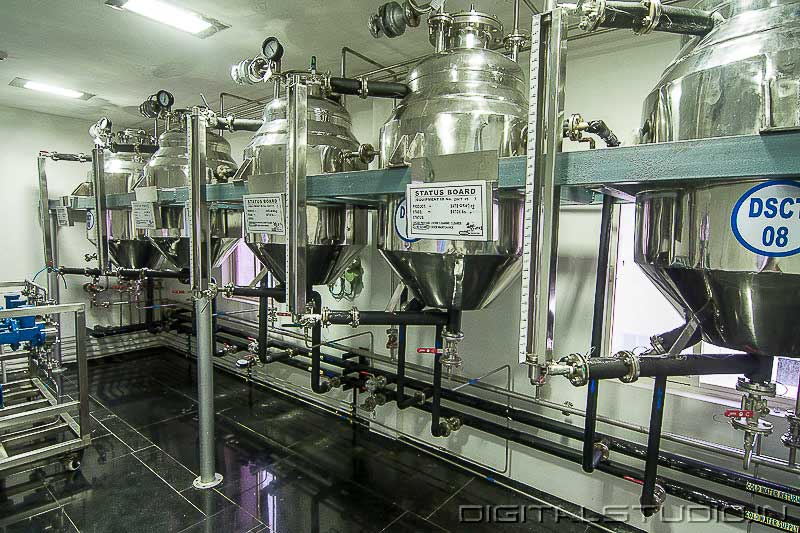 Photograph of  reactors in a pharma plant in Bidar