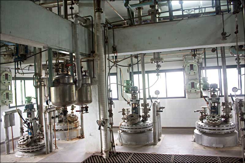 Reactors inside a factory plant