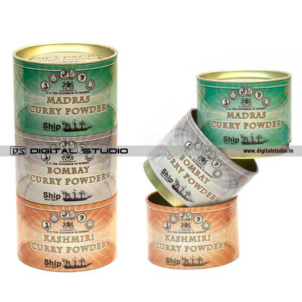 Curry powder tin boxes