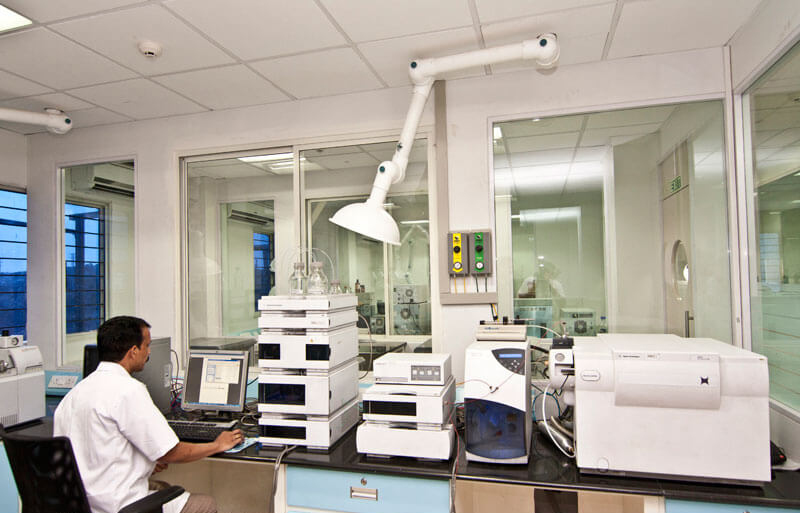 one worker in a pharma plant