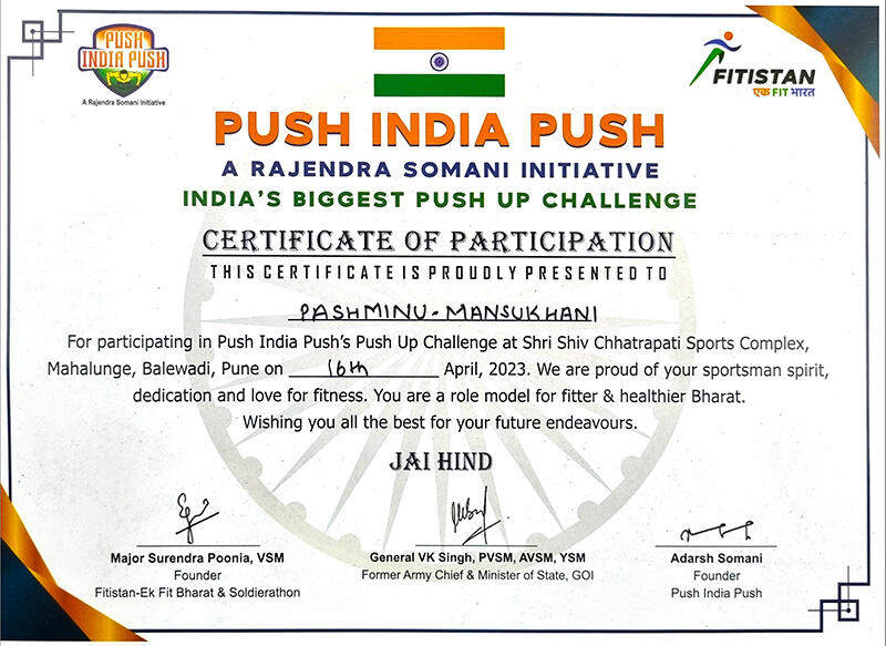 Push India Push - 2023 certificate