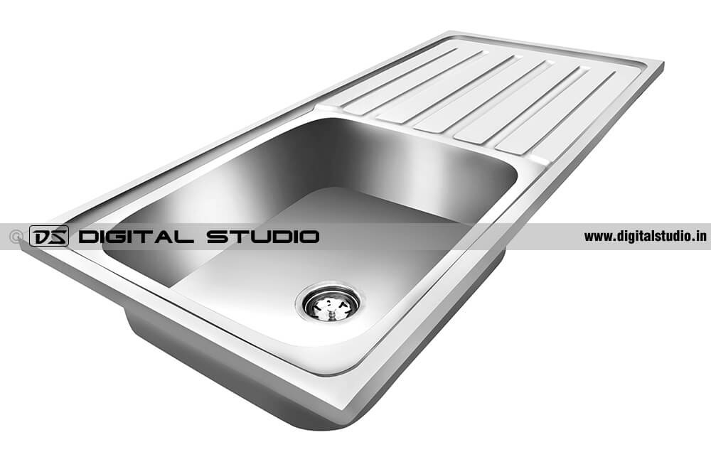 Edited Photograph of an stainless-steel kitchen sink