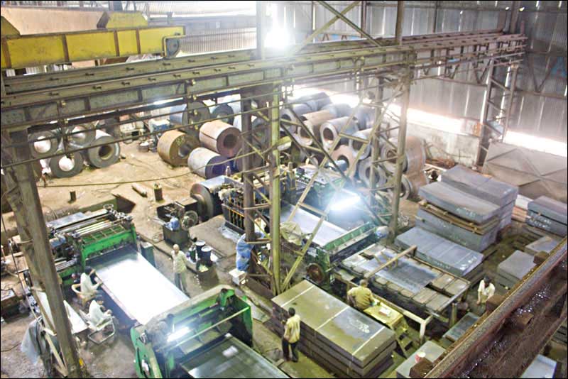 Aerial photograph inside a factory plant