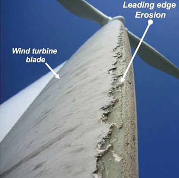 Erosion of the leading edge.