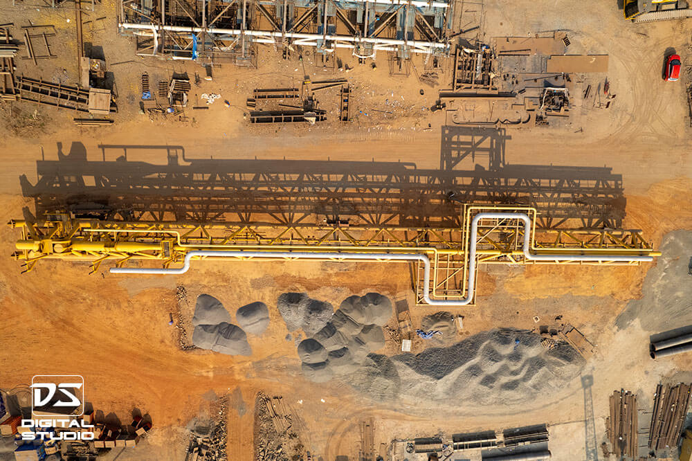 Oil rig connecting pipes - DJI drone shot
