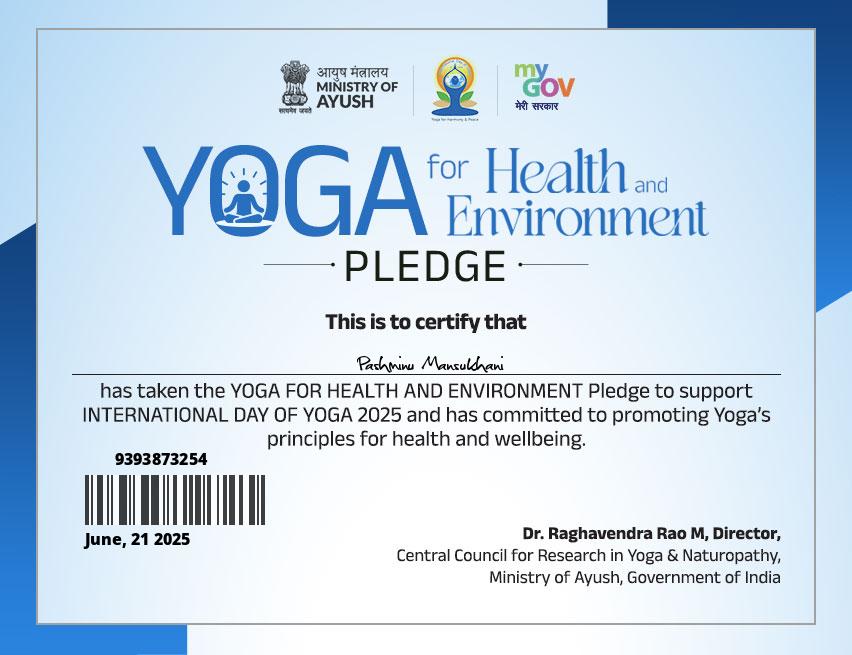 Yoga for health Certificate