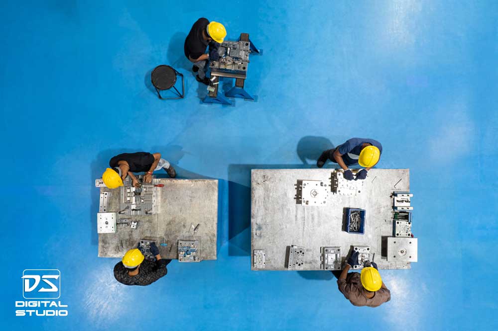 Top angle of assembly line