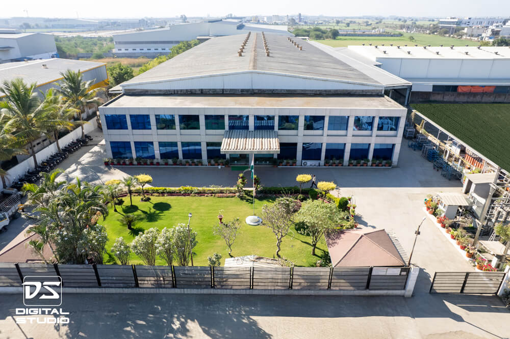 Birds eye view of factory external