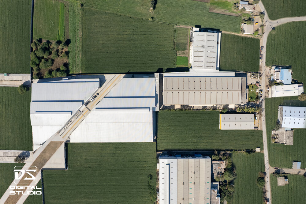 Top-down drone shot