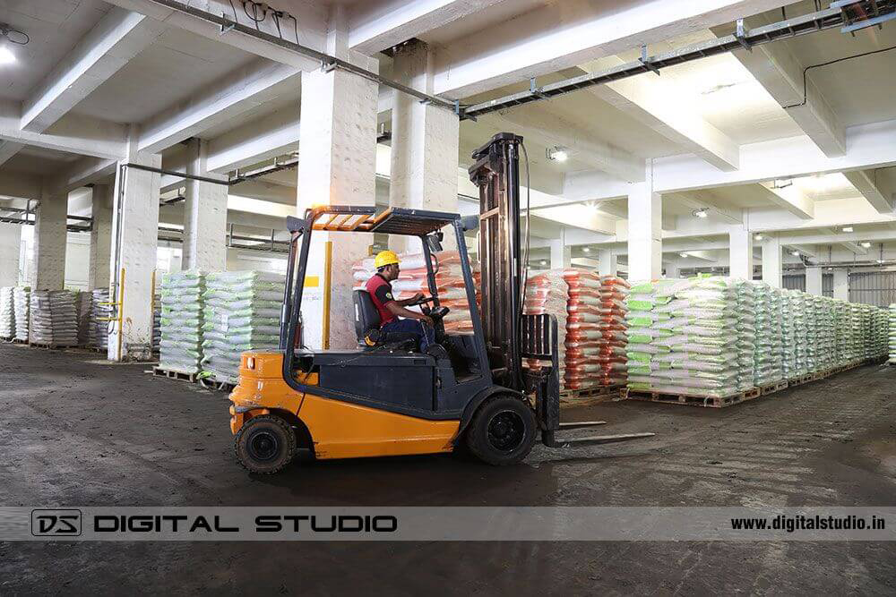 Warehouse photograph with fork lift