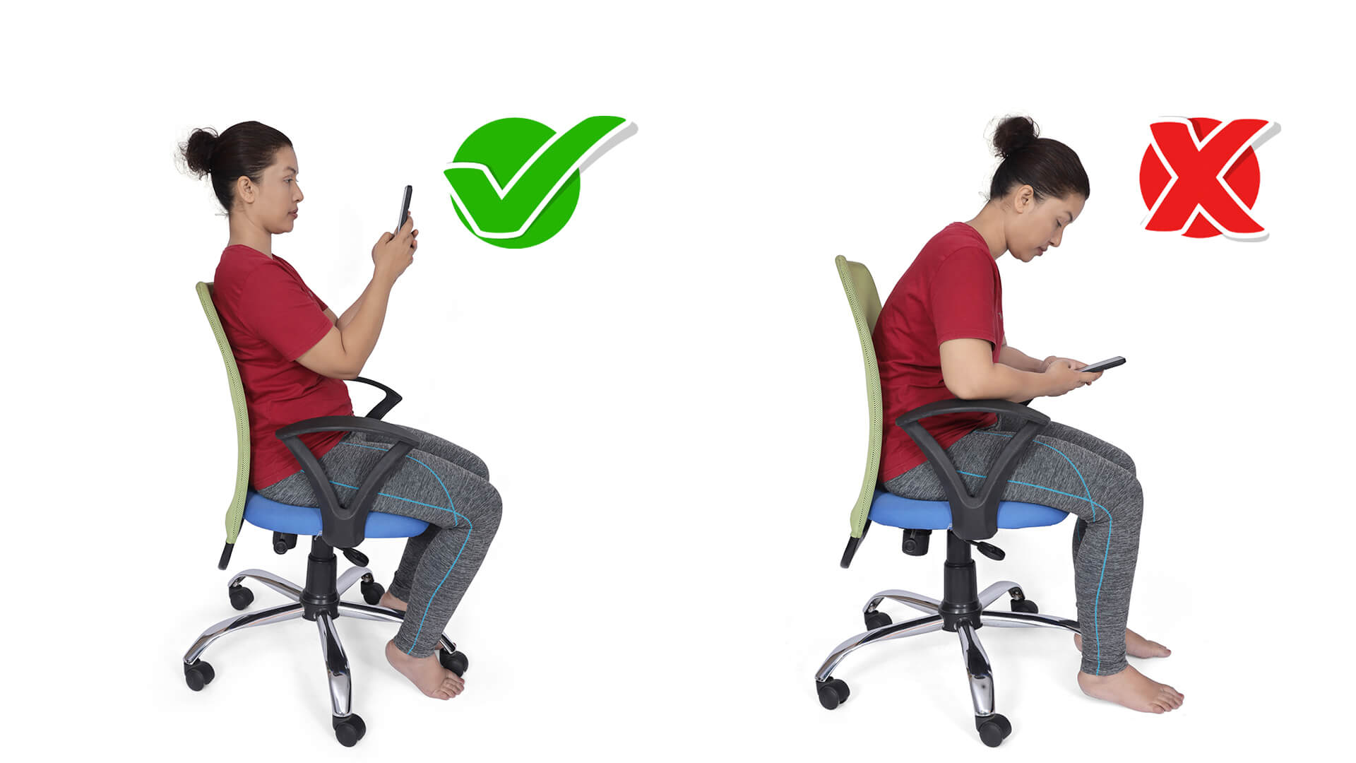 Correct posture for using a mobile