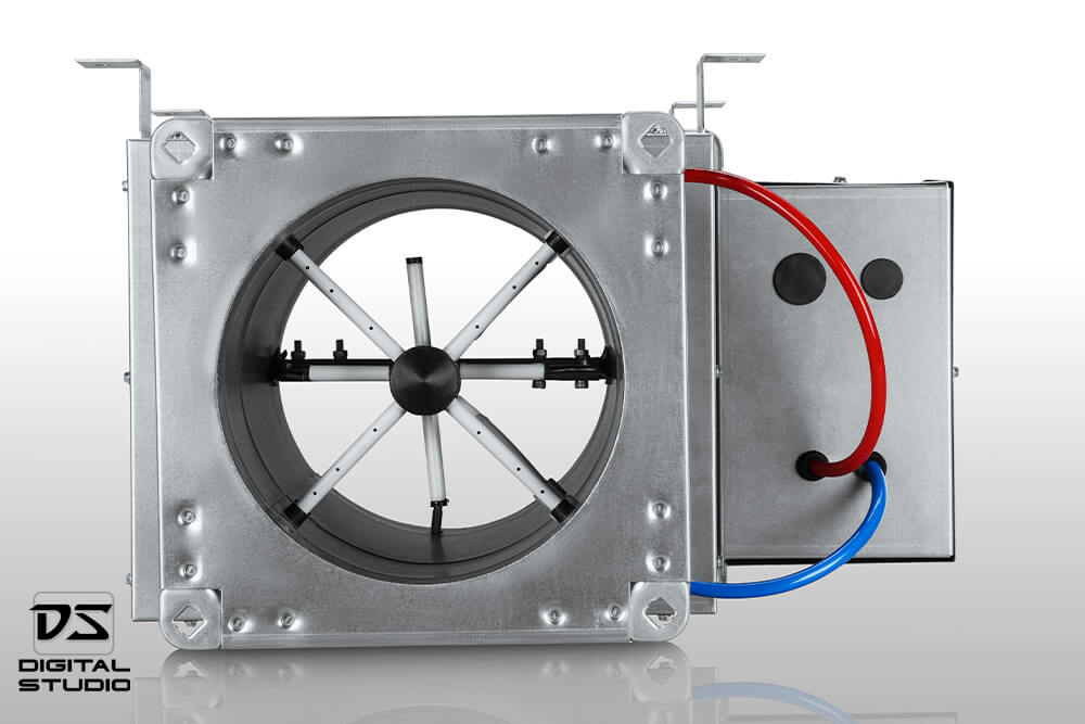 Front view of the VAV with square flange.
