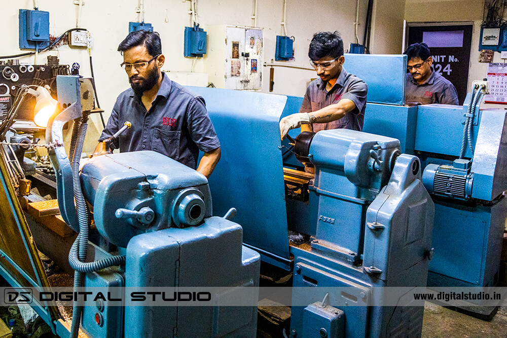 Lathe machines with workers